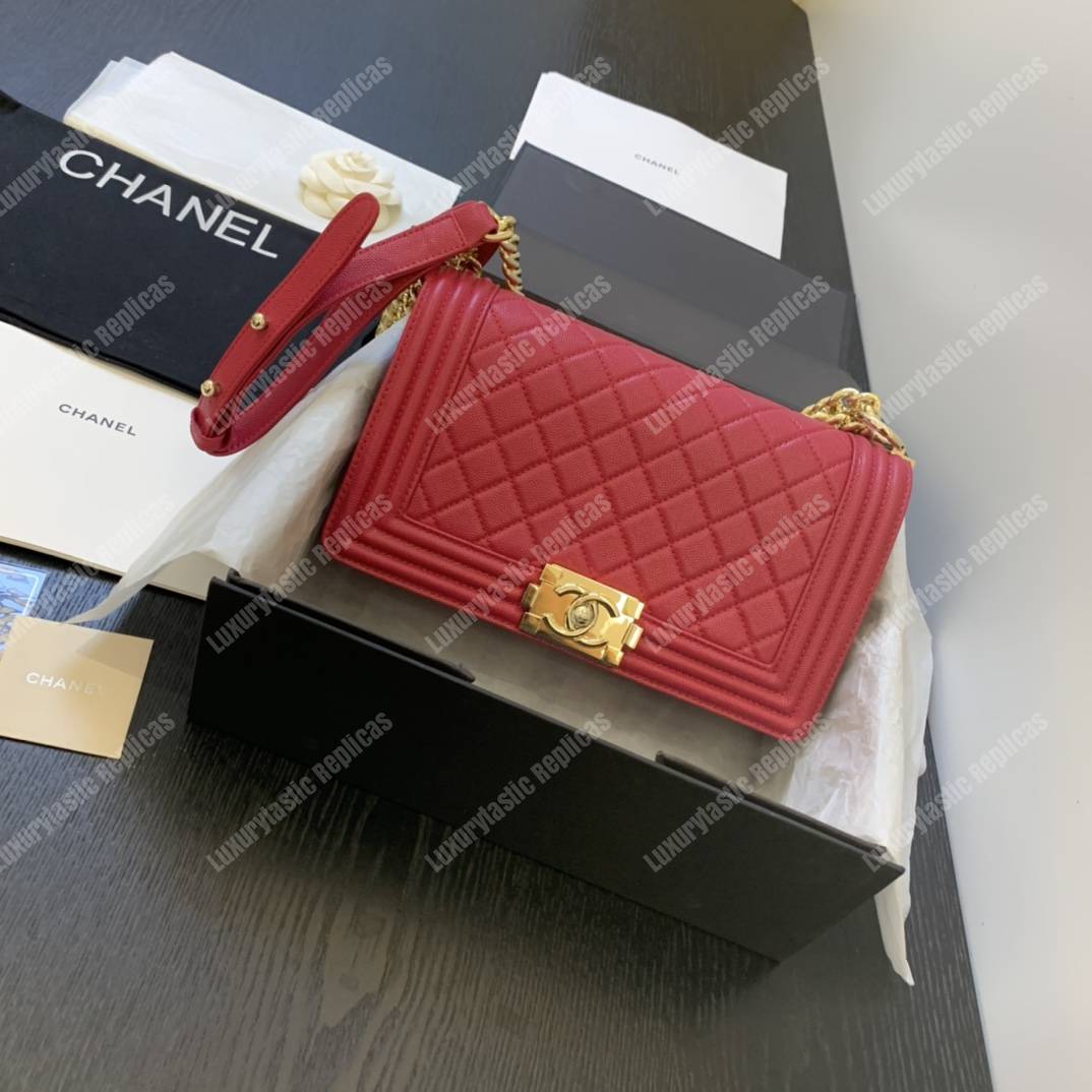 Ch*el boy medium handbag red