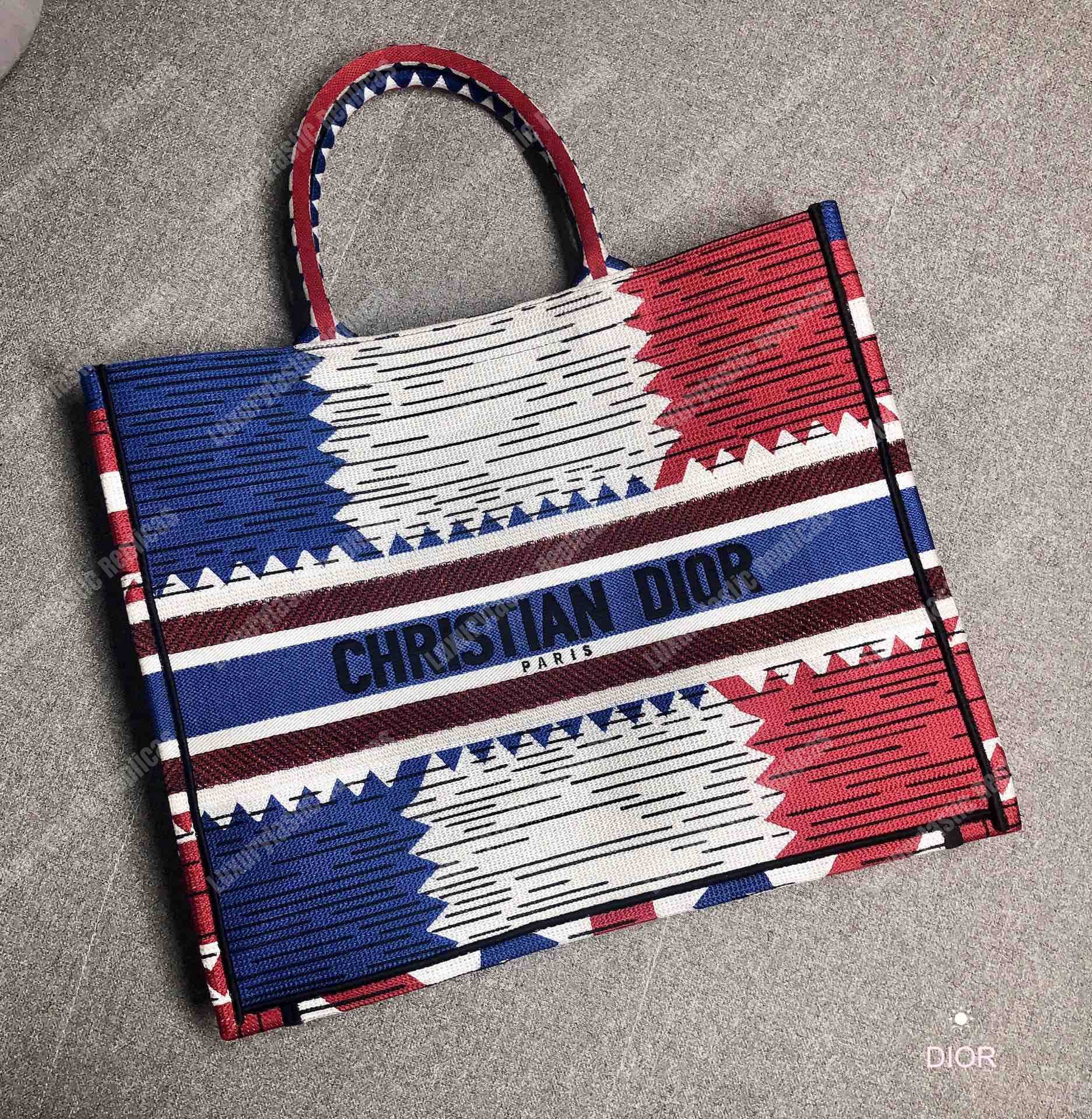 D*or book tote bag embroidered canvas french flag