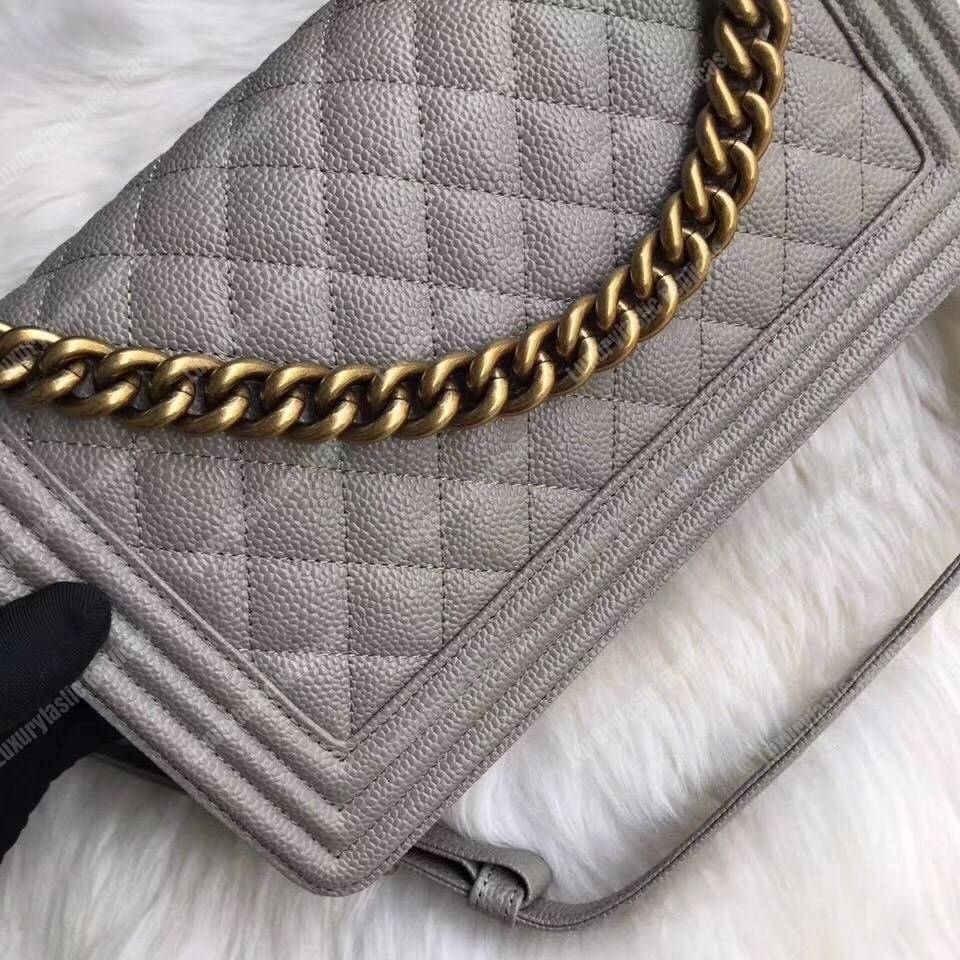 Ch*el boy medium handbag grey