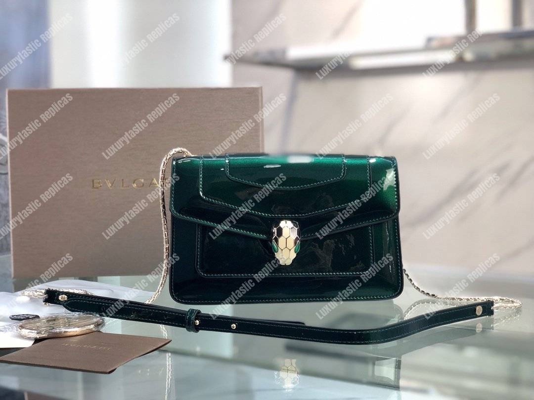 BVL Serpenti Forever Crossbody Long Bag Metallic Glacier Turquoise