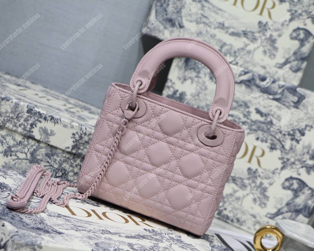 mini lady D*or bag ultra-matte pink