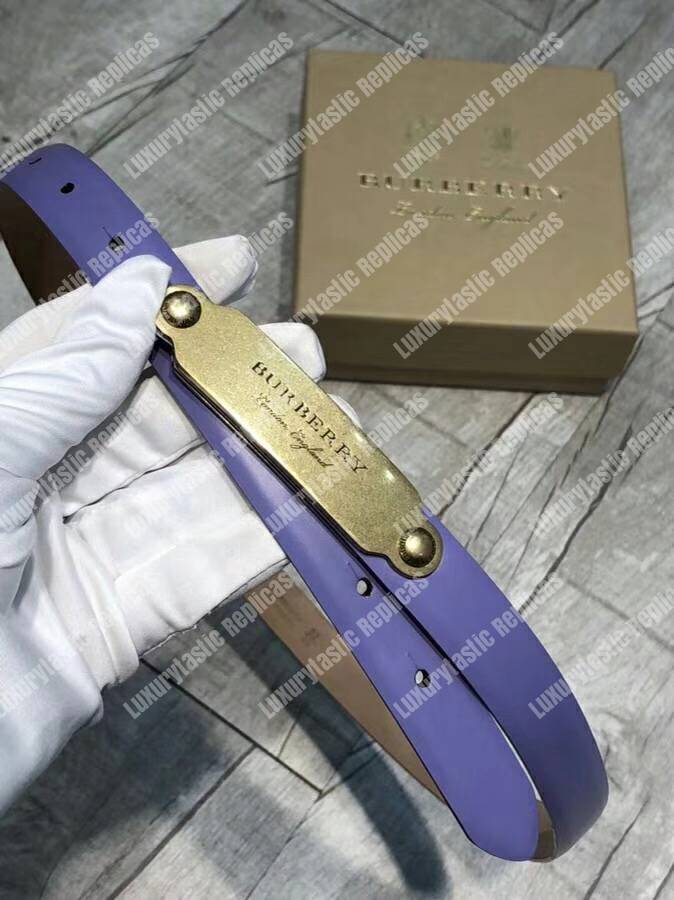 B**rry brass plaque buckle embossed bridle leather belt blue