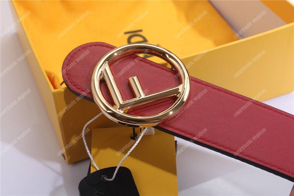 F**di red/black leather belt
