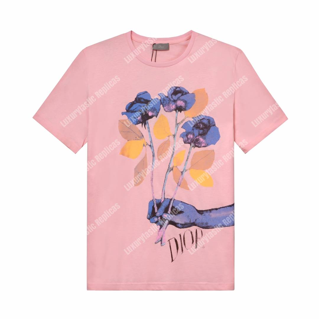 D*or alex foxton rose logo pink cotton t-shirt