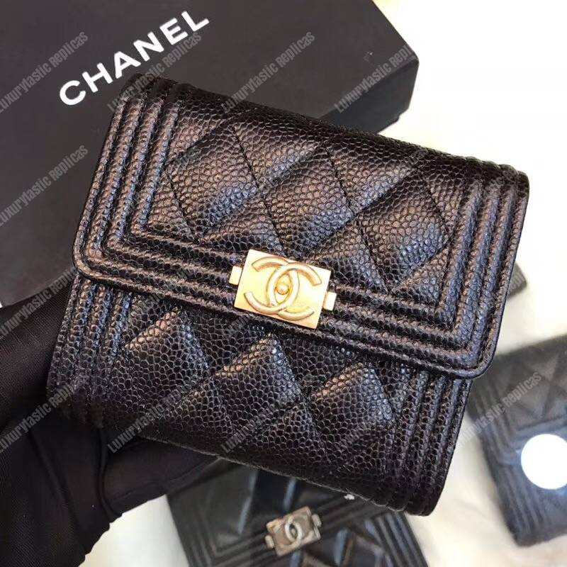 Ch*el boy small flap wallet black