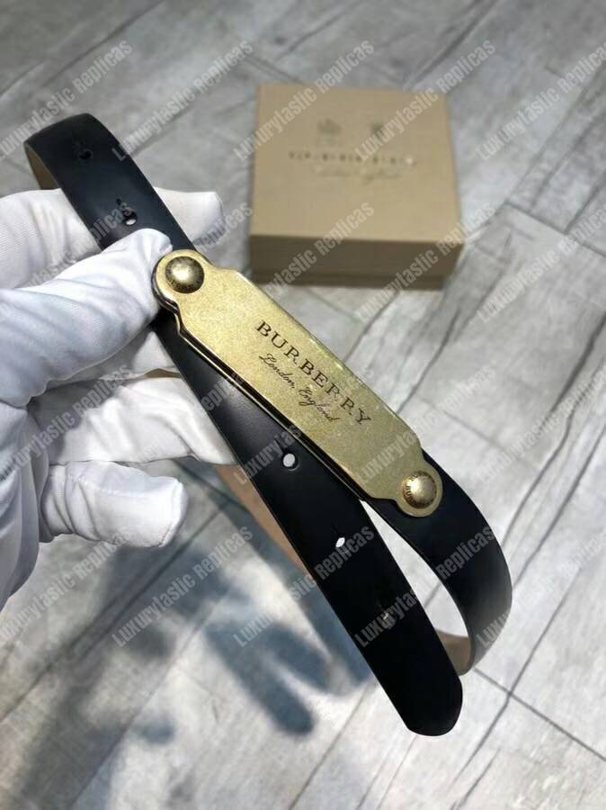 B**rry brass plaque buckle embossed bridle leather belt black