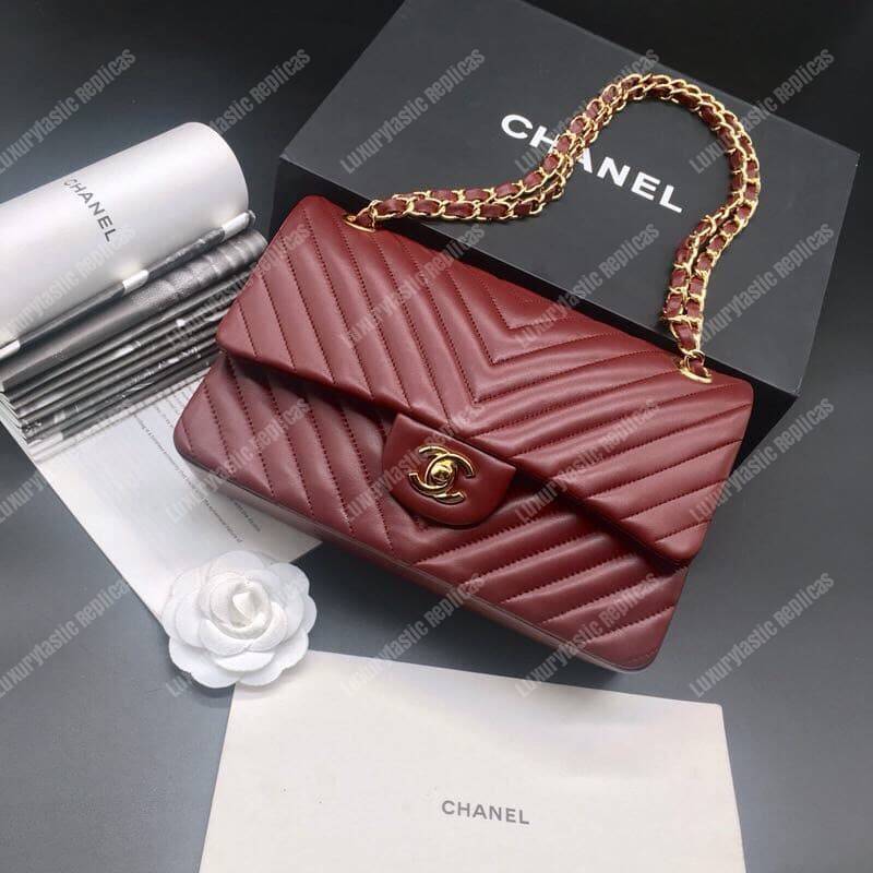 Ch*el classic medium handbag burgundy