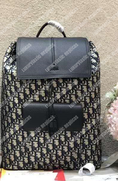 D*or navy blue oblique drawstring motion backpack black/beige
