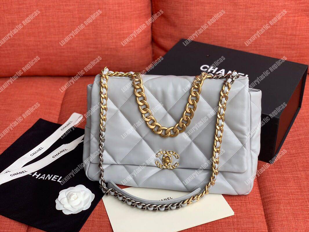 Ch*el 19 maxi flap bag grey