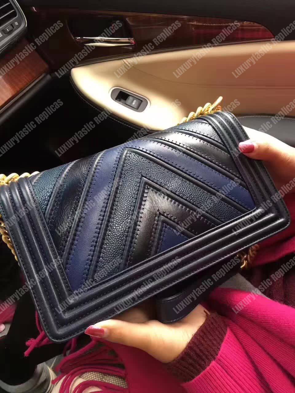Ch*el medium boy flap bag black