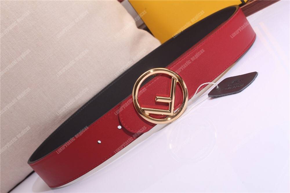 F**di red/black leather belt
