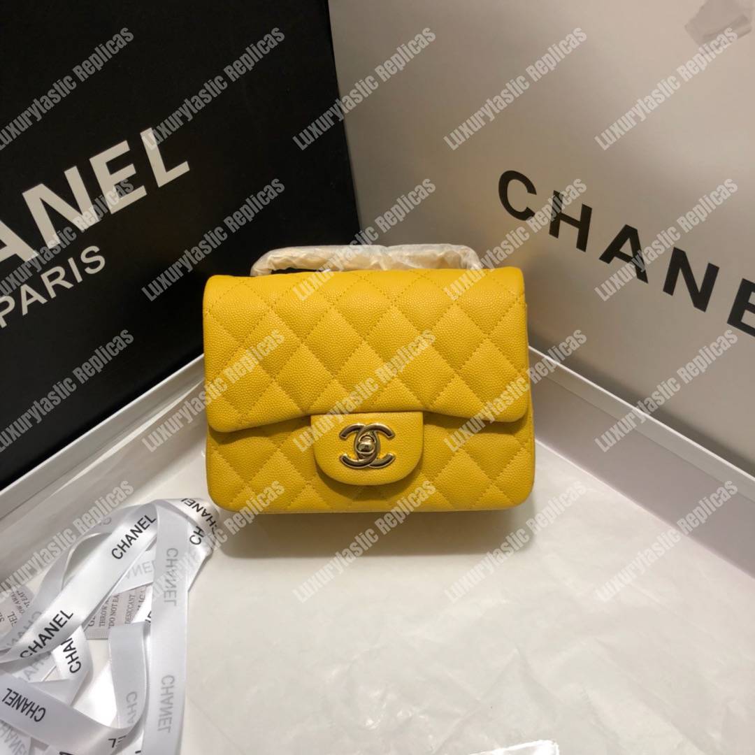 Ch*el mini flap bag yellow