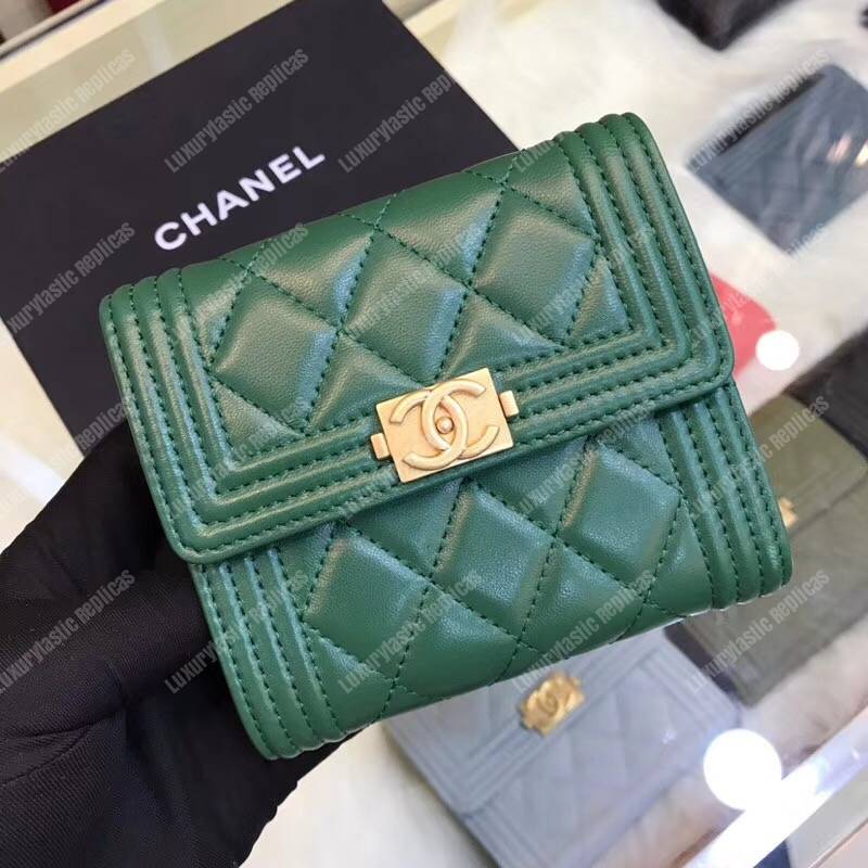 Ch*el boy small flap wallet green
