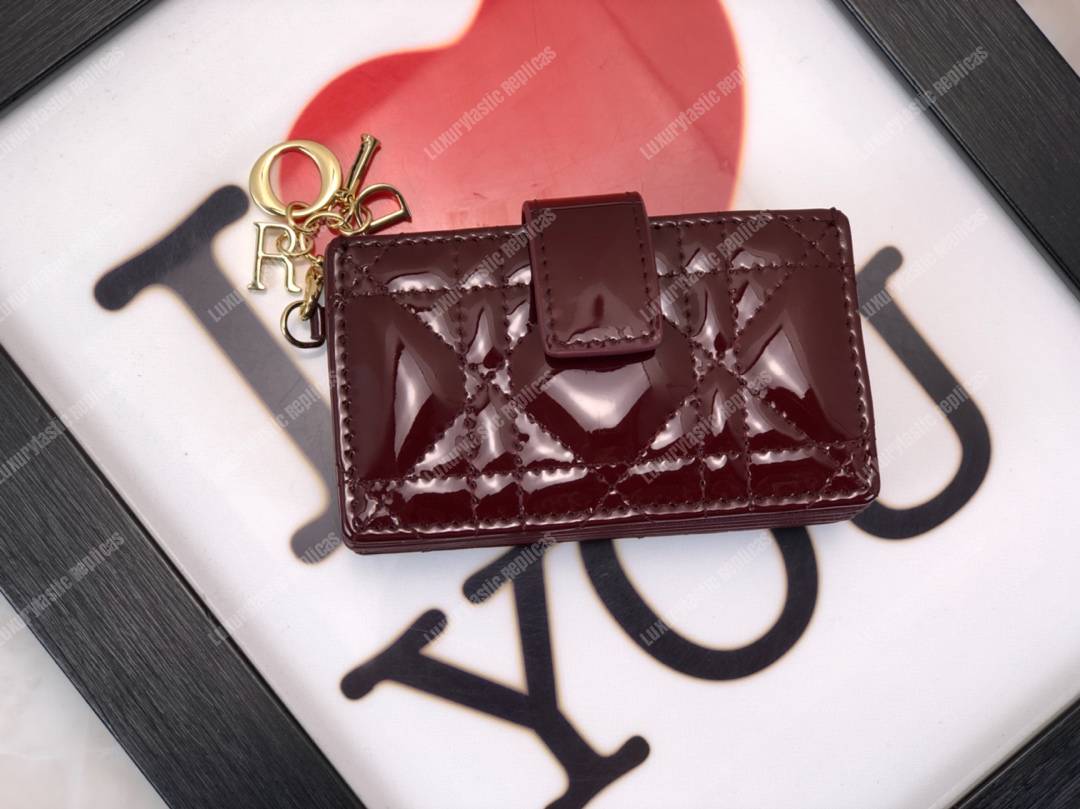 lady D*or calfskin card holder burgundy