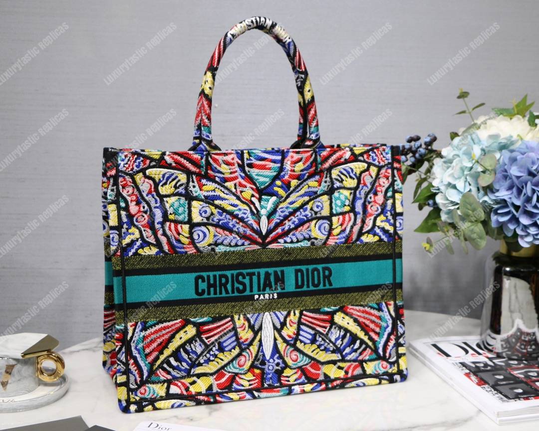 D*or book tote bag multicolored embroidered butterfly 2018