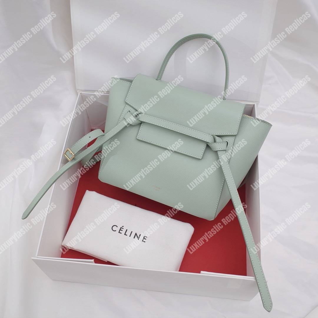 Ce**e nano belt bag in grained calfskin vert d’eau