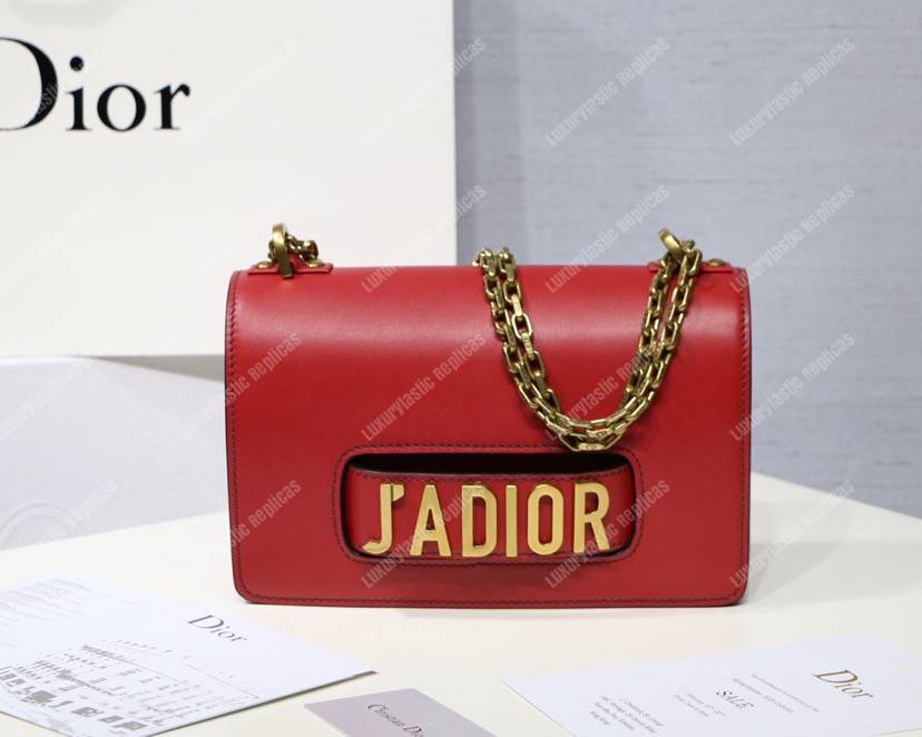 j’aD*or calfskin flap bag red