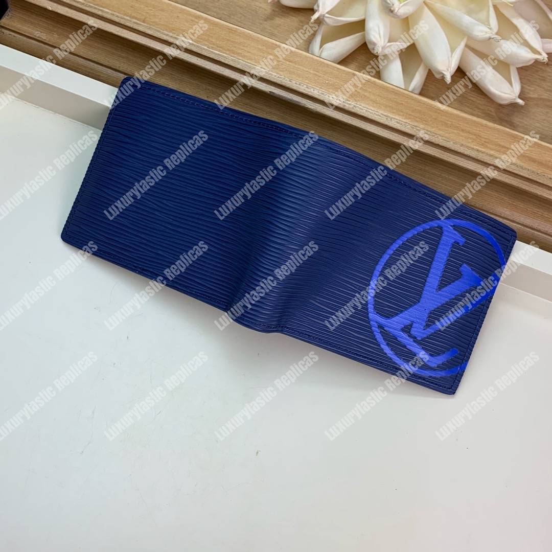 LV Multiple Wallet Epi Leather Marine Bleu Initials
