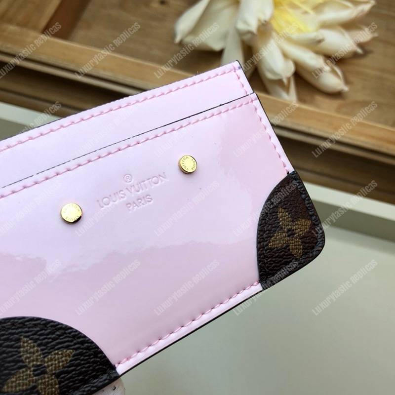 LV Venice Card Holder Vernis Miroir Monogram Rose Ballerine Pink