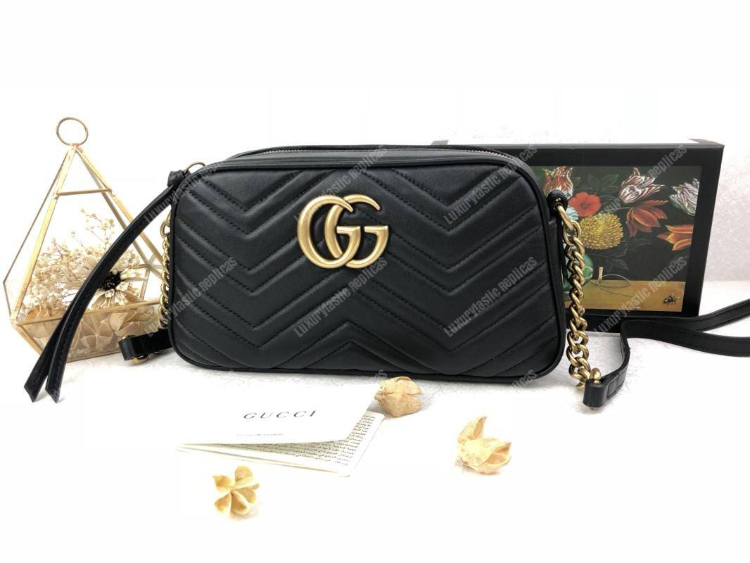 G*u*i gg marmont small matelassé shoulder bag black