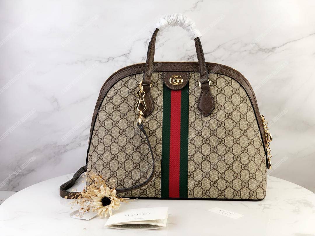 G*u*i ophidia gg medium top handle bag brown