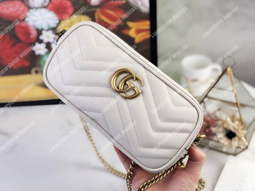 G*u*i gg marmont mini chain bag 3 zips white