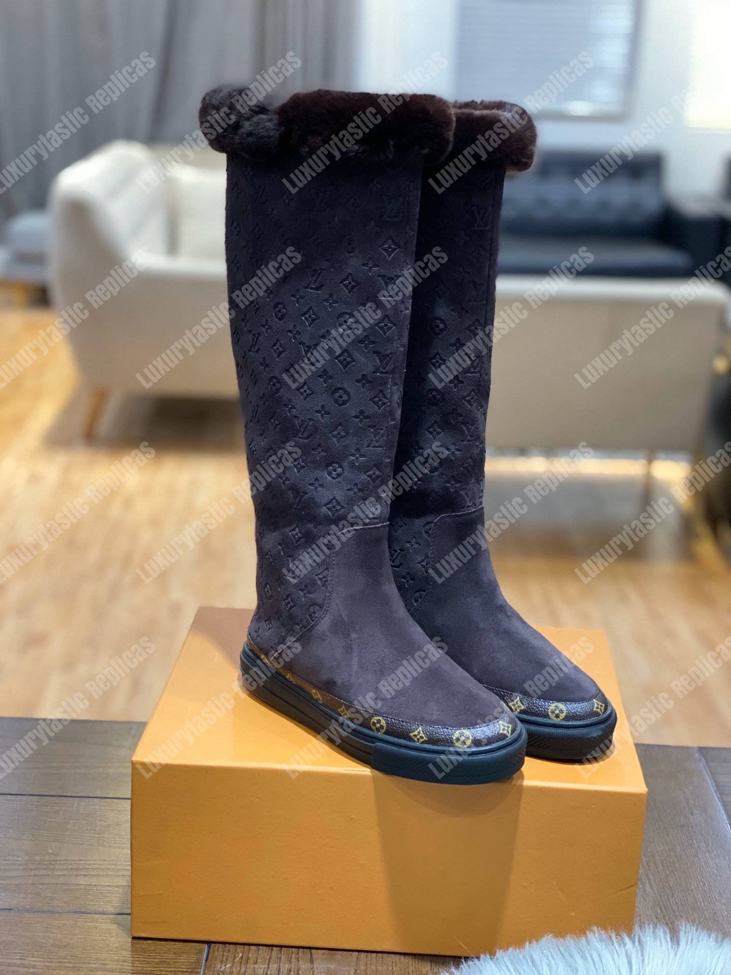 LV Snowball Flat Half Boot Brown