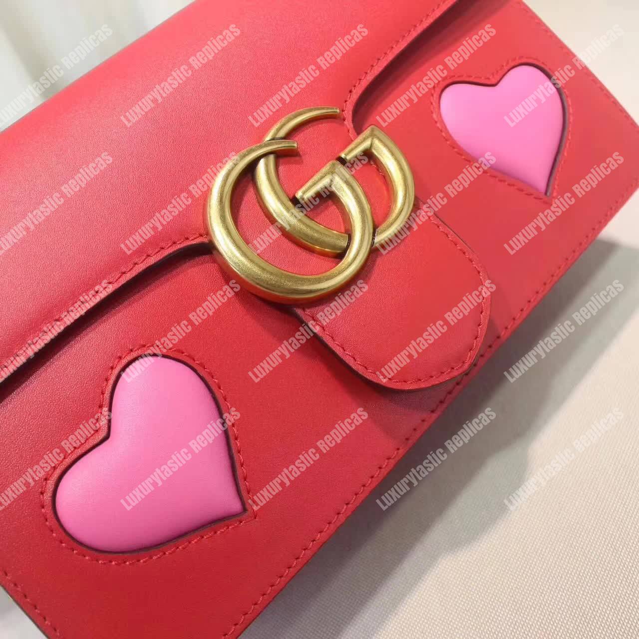 g*u*i gg marmont leather shoulder bag He**ts red