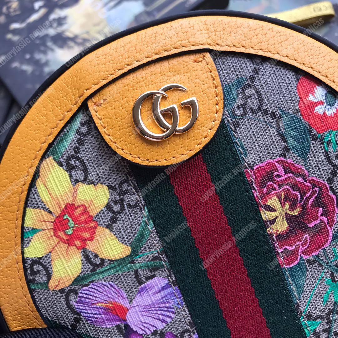 G*u*i ophidia gg flora mini round shoulder bag yellow