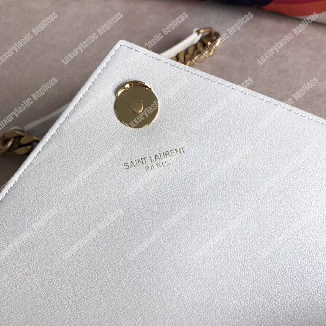 Saint Laurent College Medium In Quilted Leather Blanc Vintage