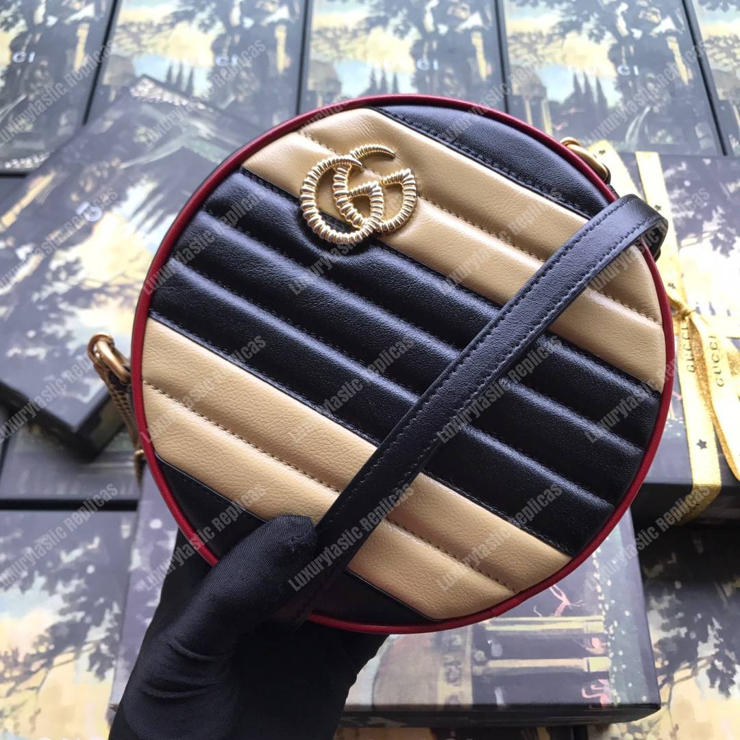 G*u*i gg marmont mini round shoulder bag beige black