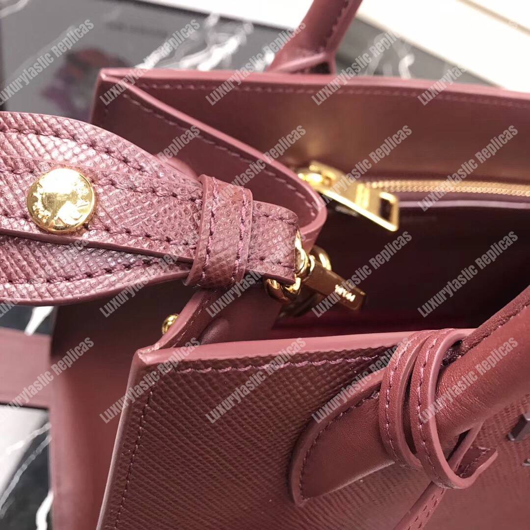 pra*a monoCh*0me saffiano leather bag brown
