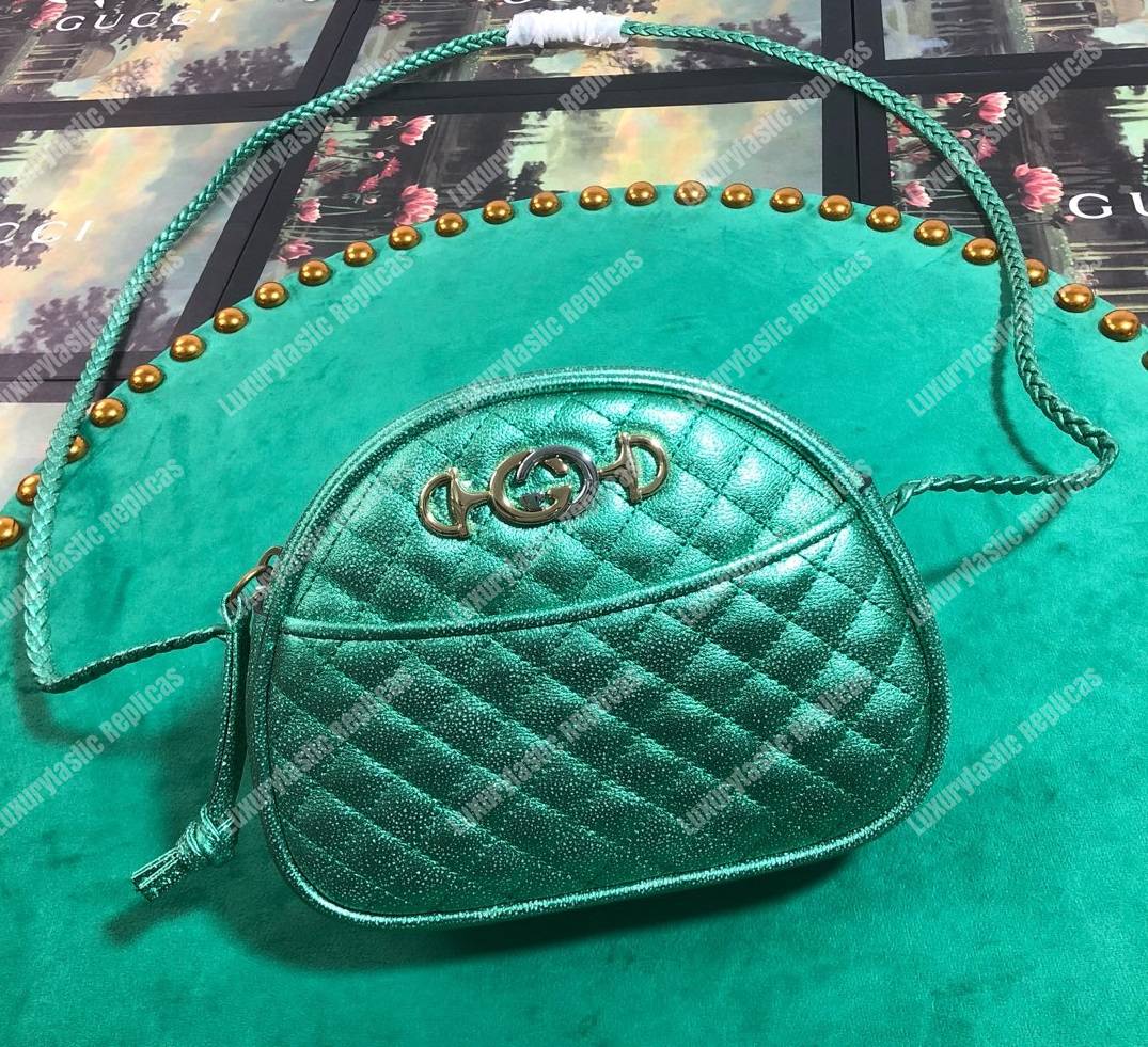 G*u*i laminated leather mini bag green