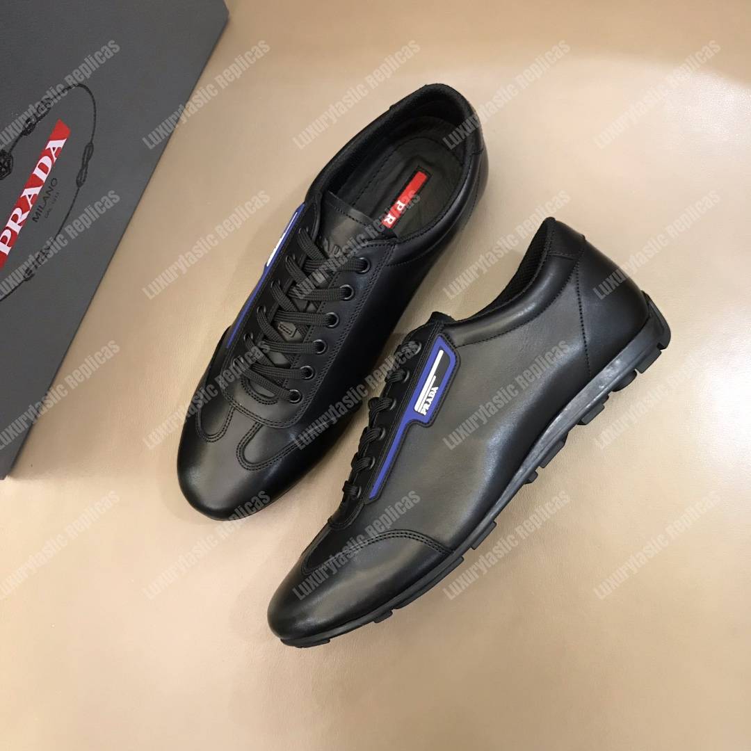 Pra*a nappa leather sneakers black/blue