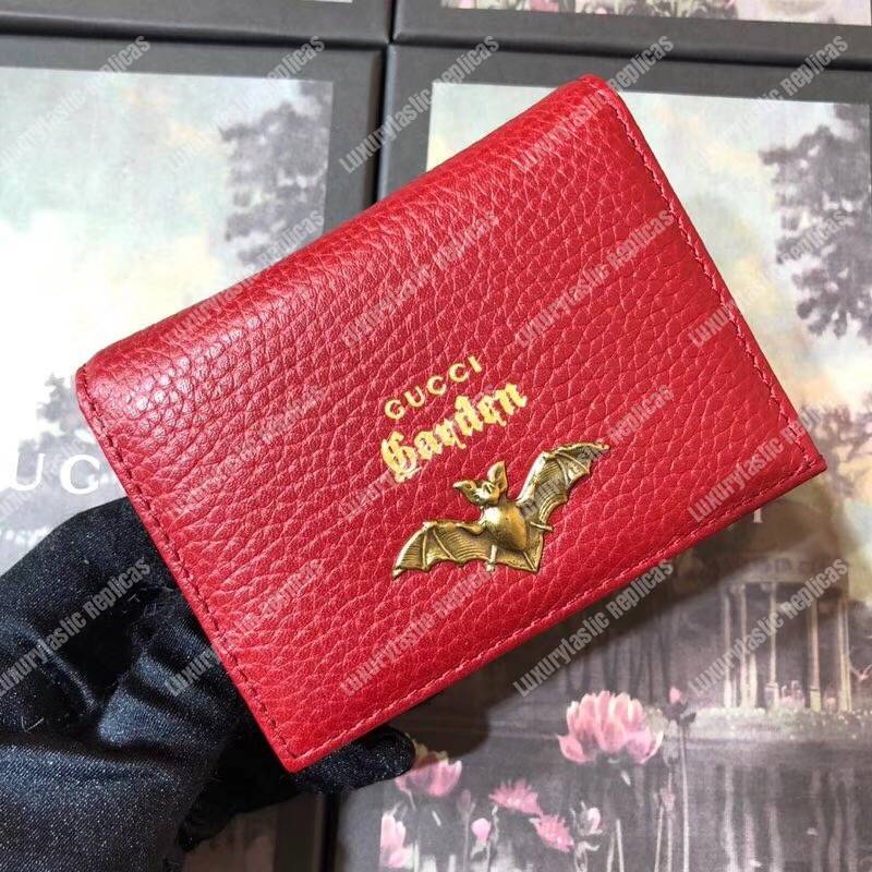G*u*i garden leather wallet red with bat