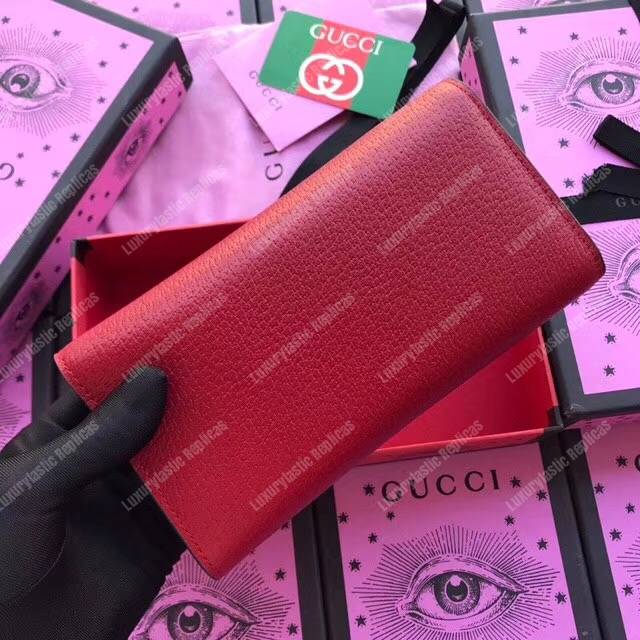 G*u*i embroidered leather continental wallet red