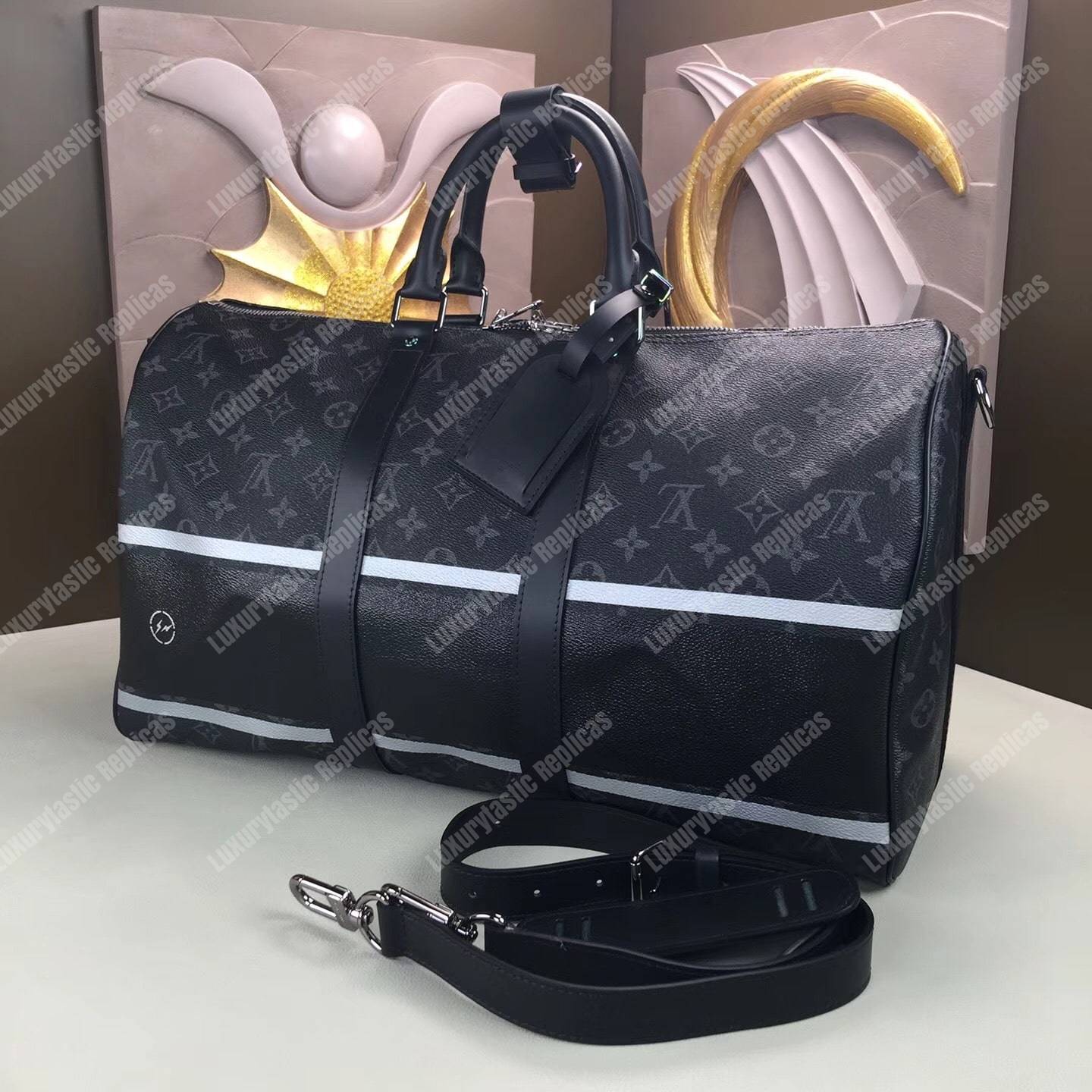 LV Keepall 45 Bandouliere Duffel Bag Monogram Eclipse Canvas
