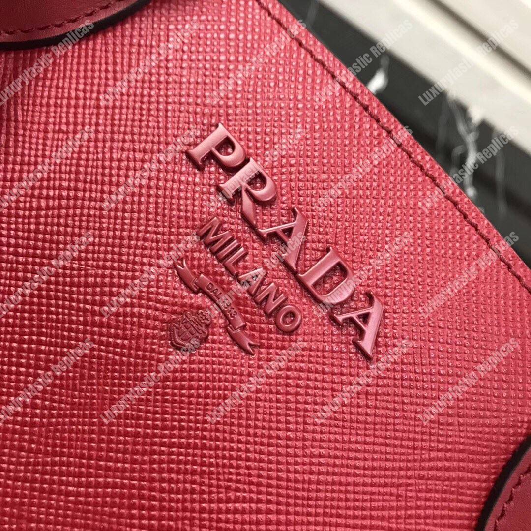 pra*a monoCh*0me saffiano leather bag red