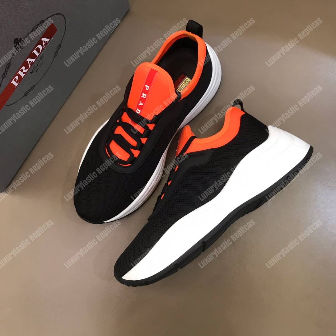 Pra*a mesh and neoprene sneakers orange