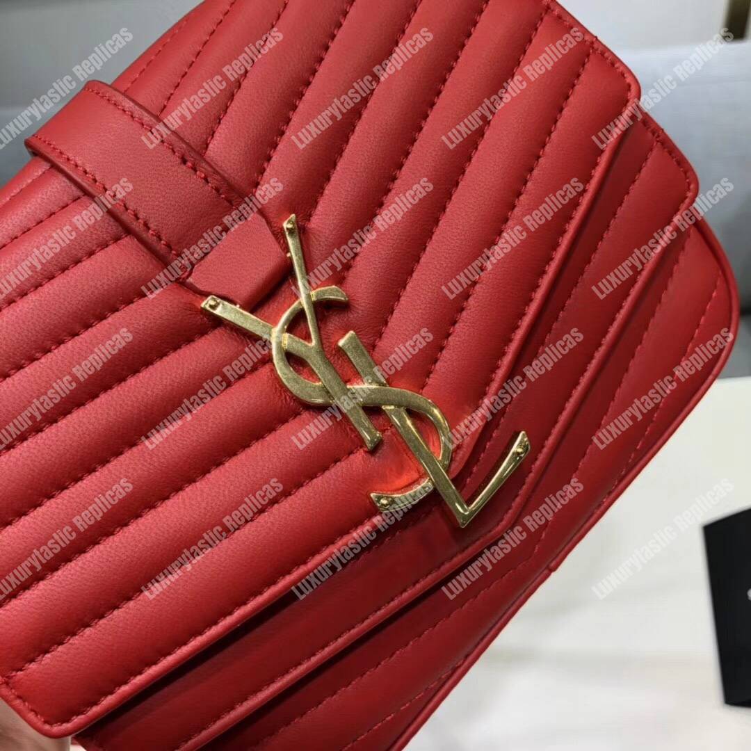 Saint Laurent Sulpice Small In Matelassé Leather Red