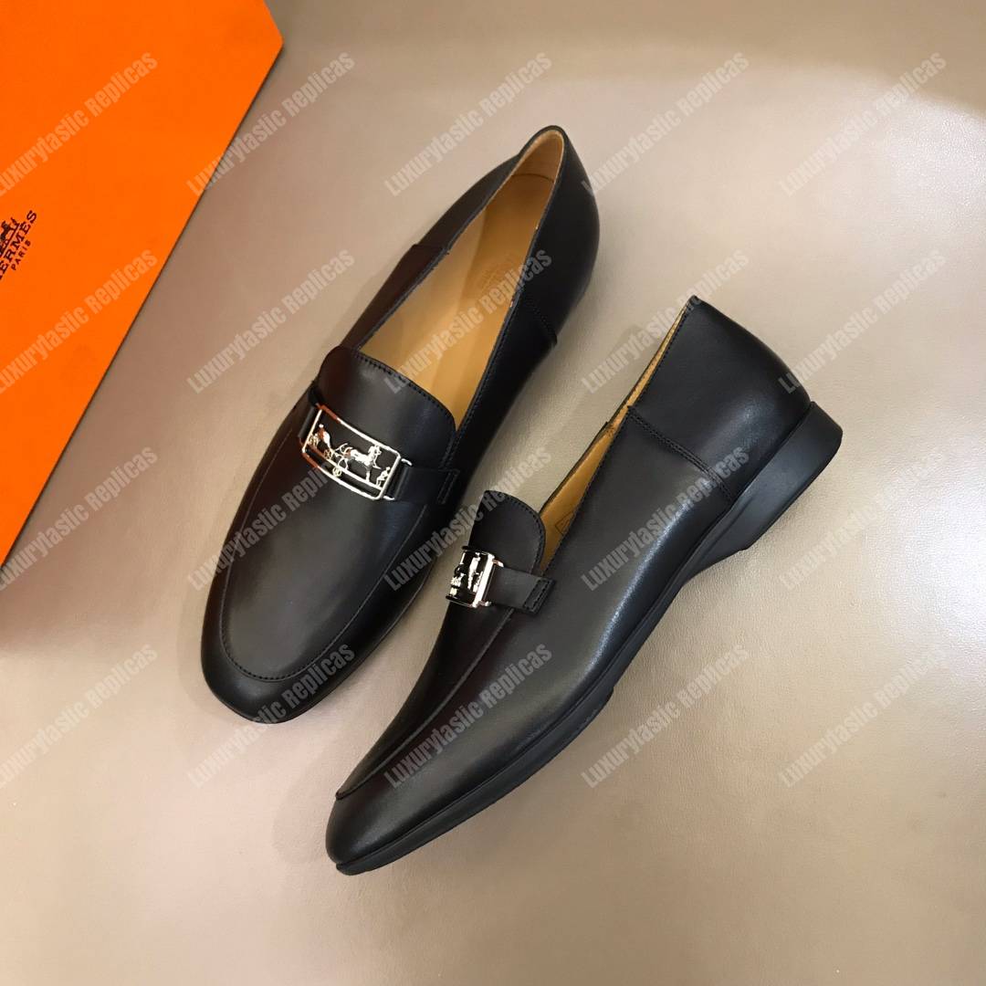 H**mes tenor loafer black leather
