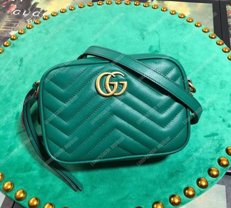 G*u*i gg marmont matelassé mini bag green