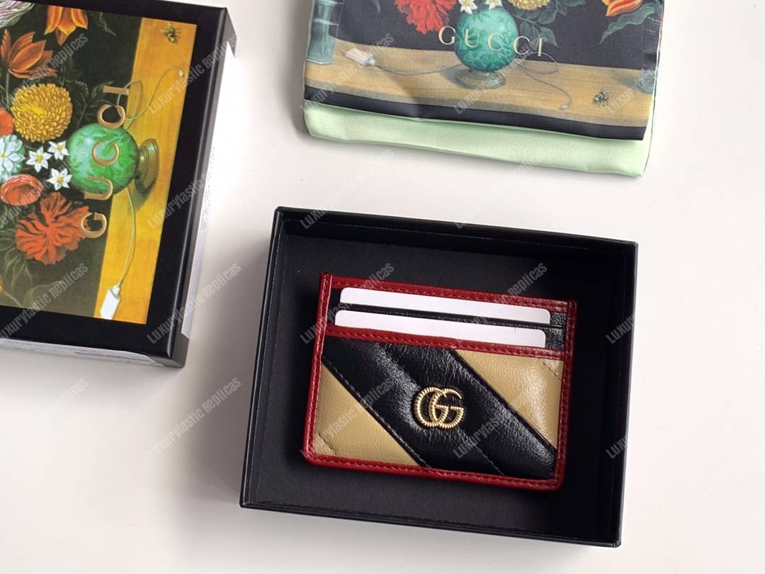 G*u*i gg marmont card case twisted black beige