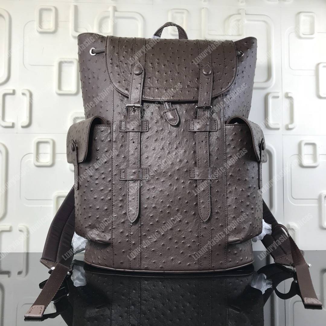 LV Christopher Backpack Autruche Brown