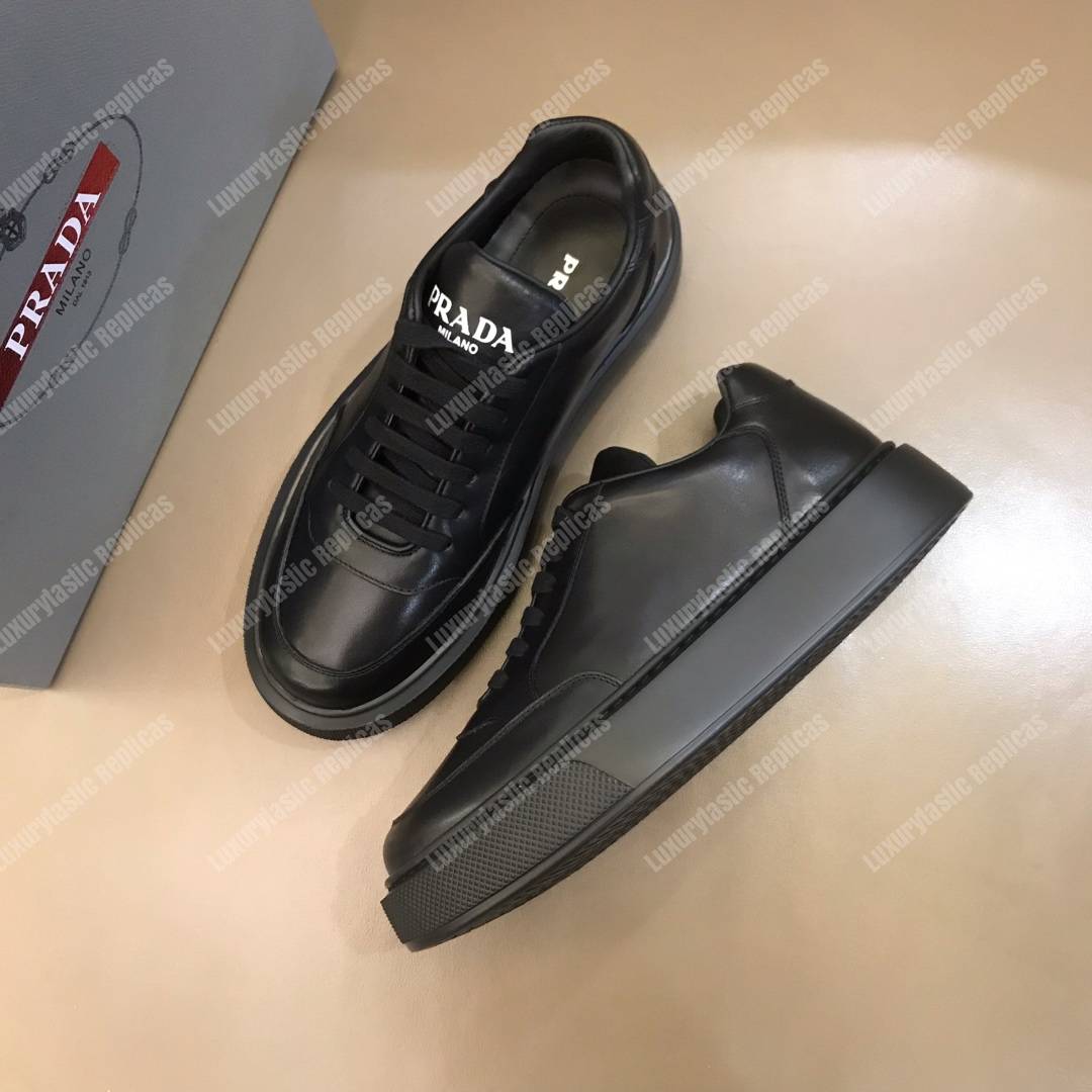 Pra*a leather sneakers black/black sole
