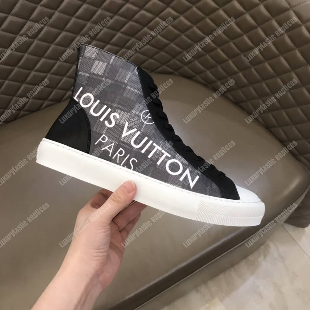 LV Tattoo Sneaker Boot Dameir Tartan Canvas Black