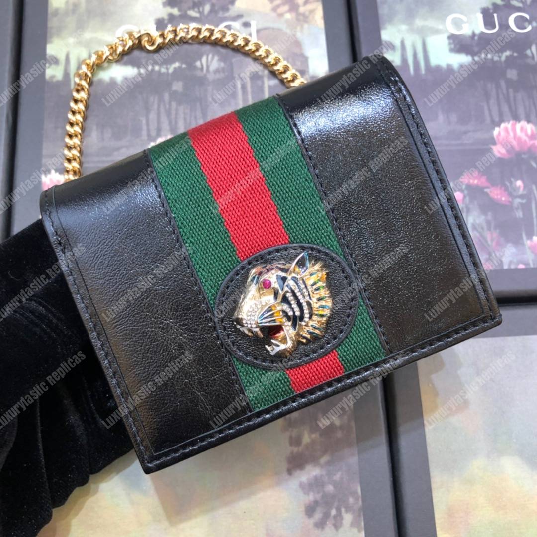 G*u*i rajah chain card case wallet black