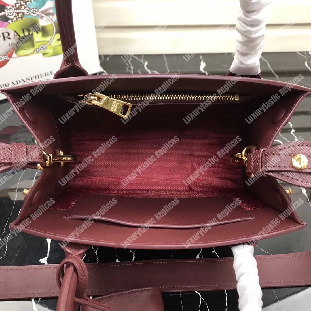 pra*a monoCh*0me saffiano leather bag brown