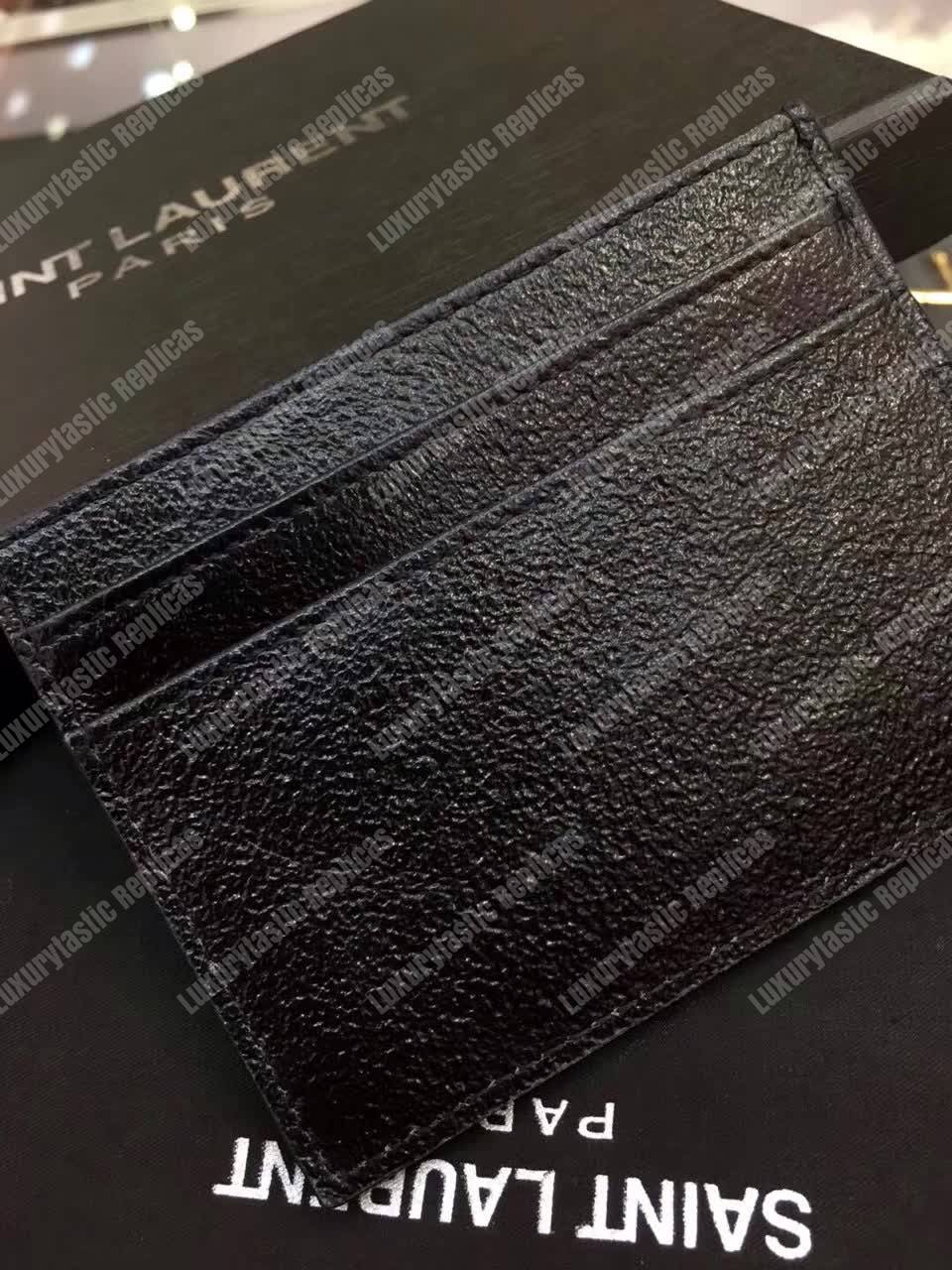 Saint Laurent Monogram Card Case Glitter Black