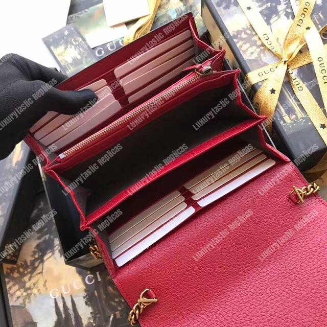 G*u*i embroidered leather mini shoulder bag red